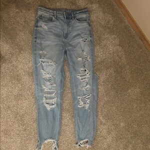 American Eagle Outfitters Ripped Light Blue Boyfriend Jeans